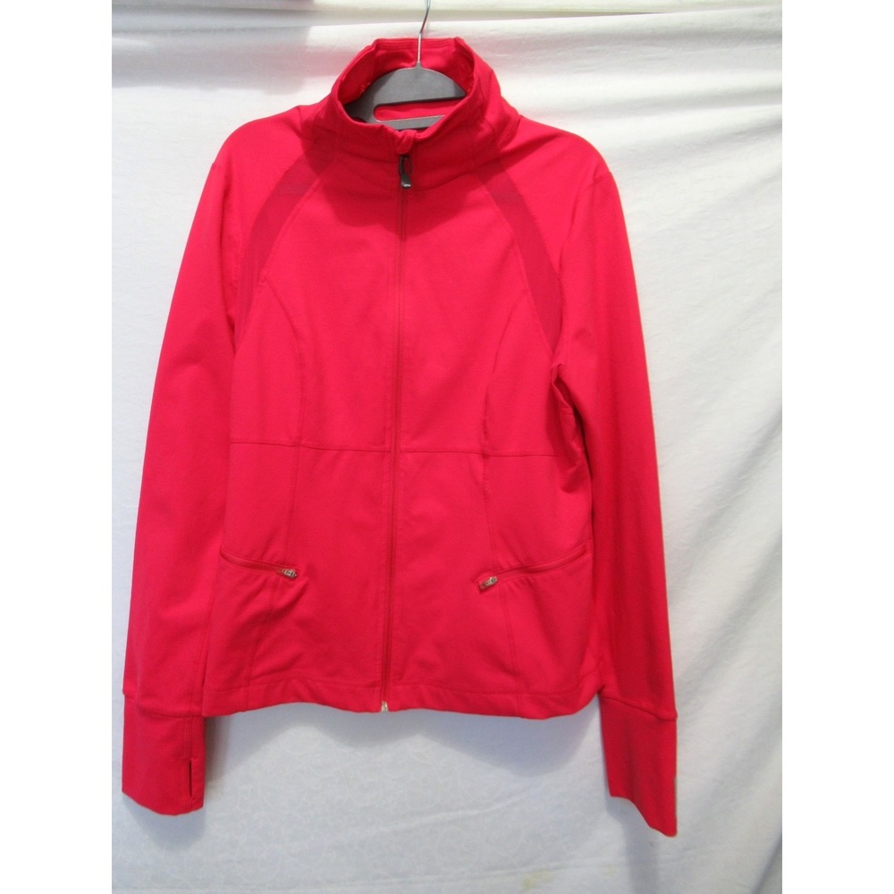 Zella Women's Size Large Dark Pink Polyester Spandex Full Zip Yoga/Track Jacket